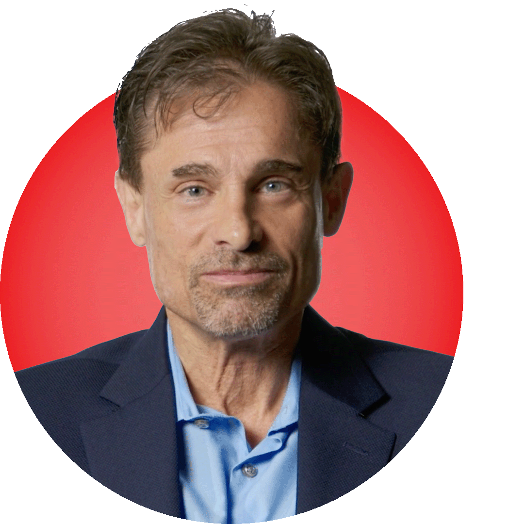 Headshot of Michael Cooper, Senior Analyst and Senior Advisor at United Advisors America, on red circular background