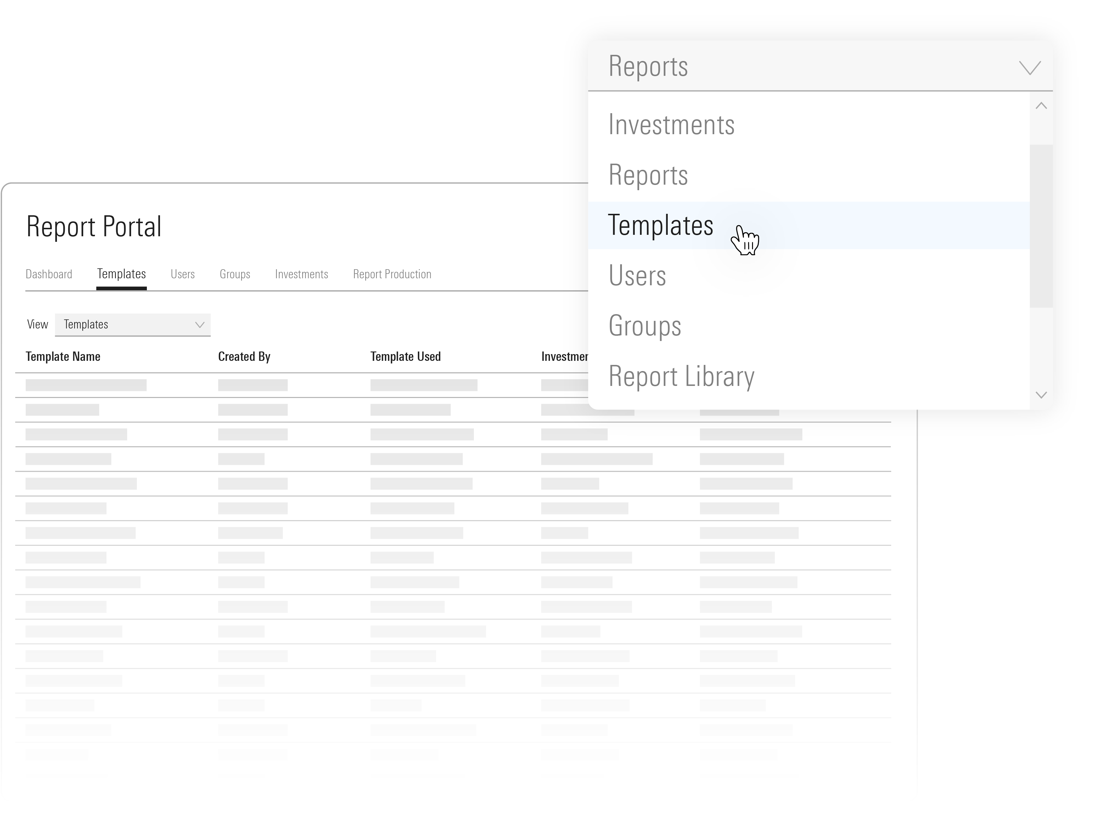 Illustration of the reporting software interface for financial advisors in the field.