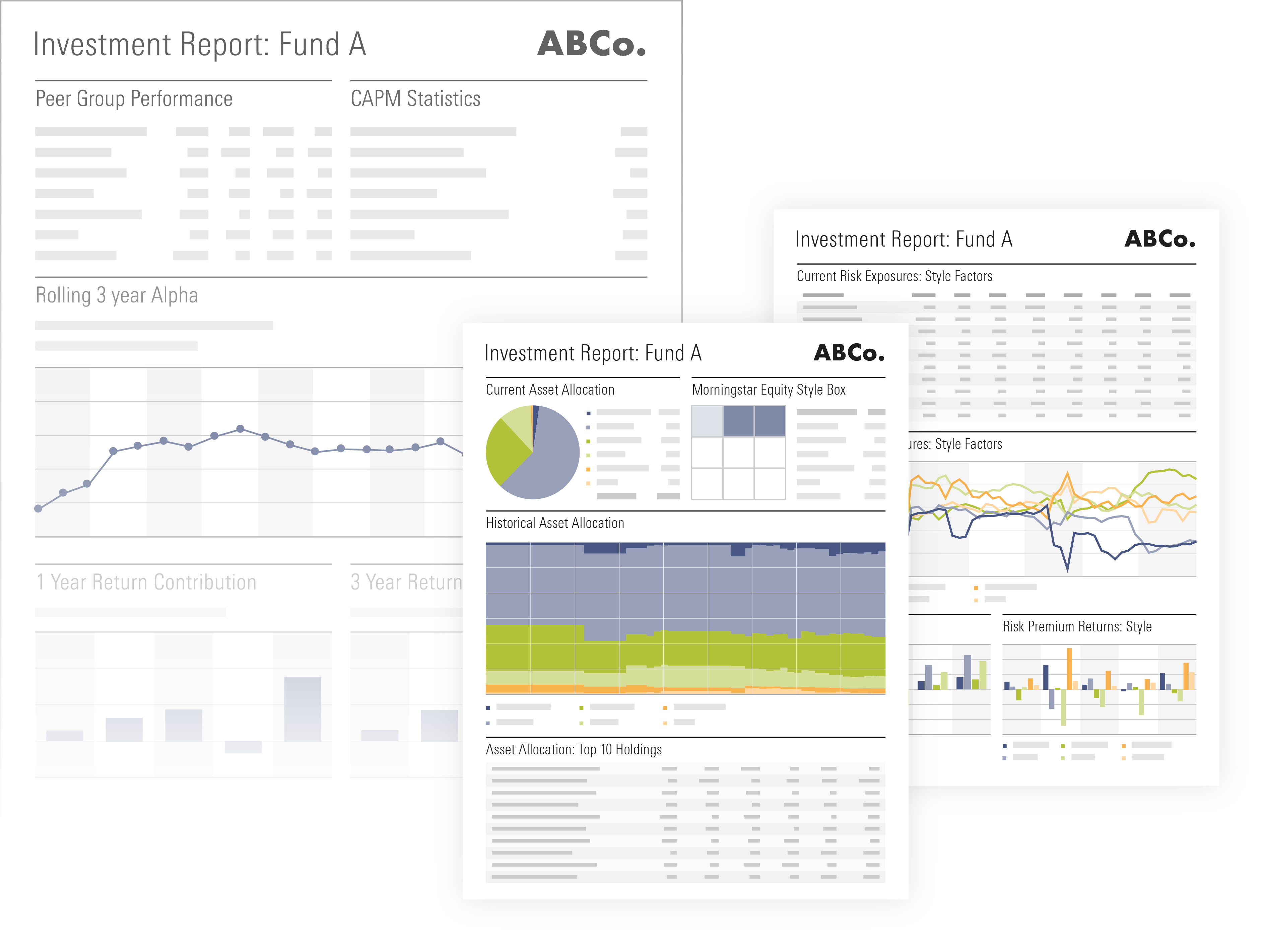 A sample investment report made in Presentation Studio. The report features the brand's logo and colors, all customizable.